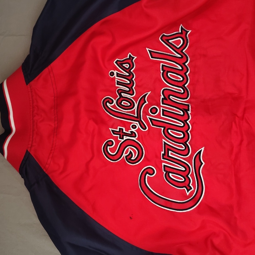 St Louis Cardinals Pin Stripe Baseball Jacket Reversible Spell Out Logo G-III - Picture 6 of 15